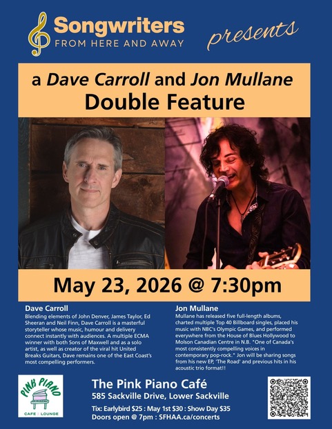 Songwriters from Here and Away present a Dave Carroll and Jon Mullane Double Header